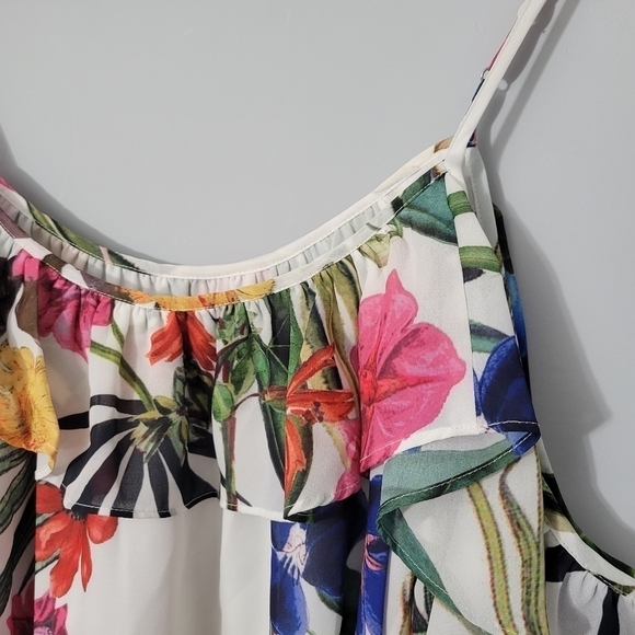Parker Floral Ruffle Cold Shoulder Blouse NWT - Picture 8 of 11